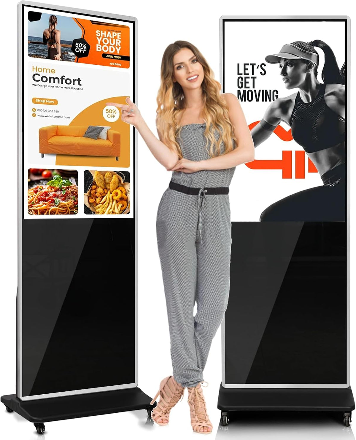 43" Touch Digital Signage Display Kiosk Floor Stand Advertising