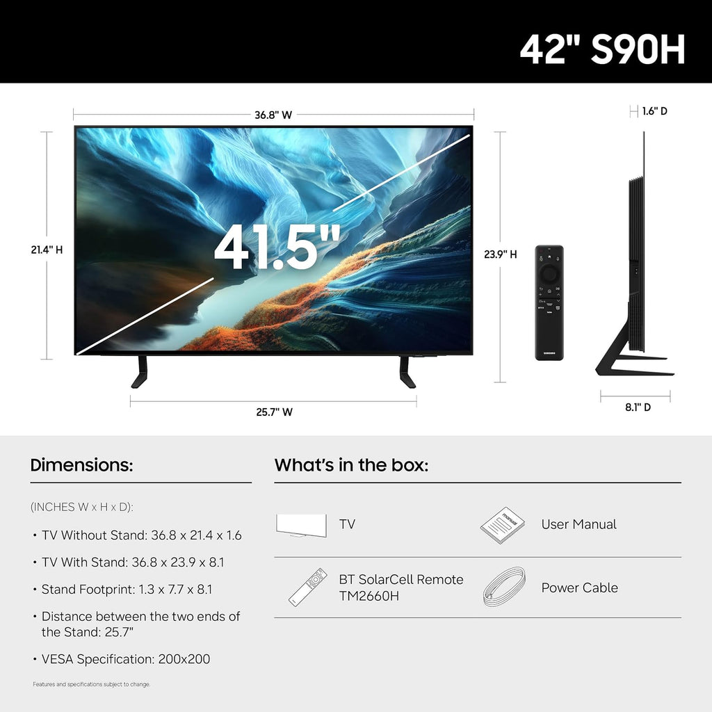 Samsung QN42S90H 42 inch Class S90H Series 4K OLED Vision AI Smart Tizen TV