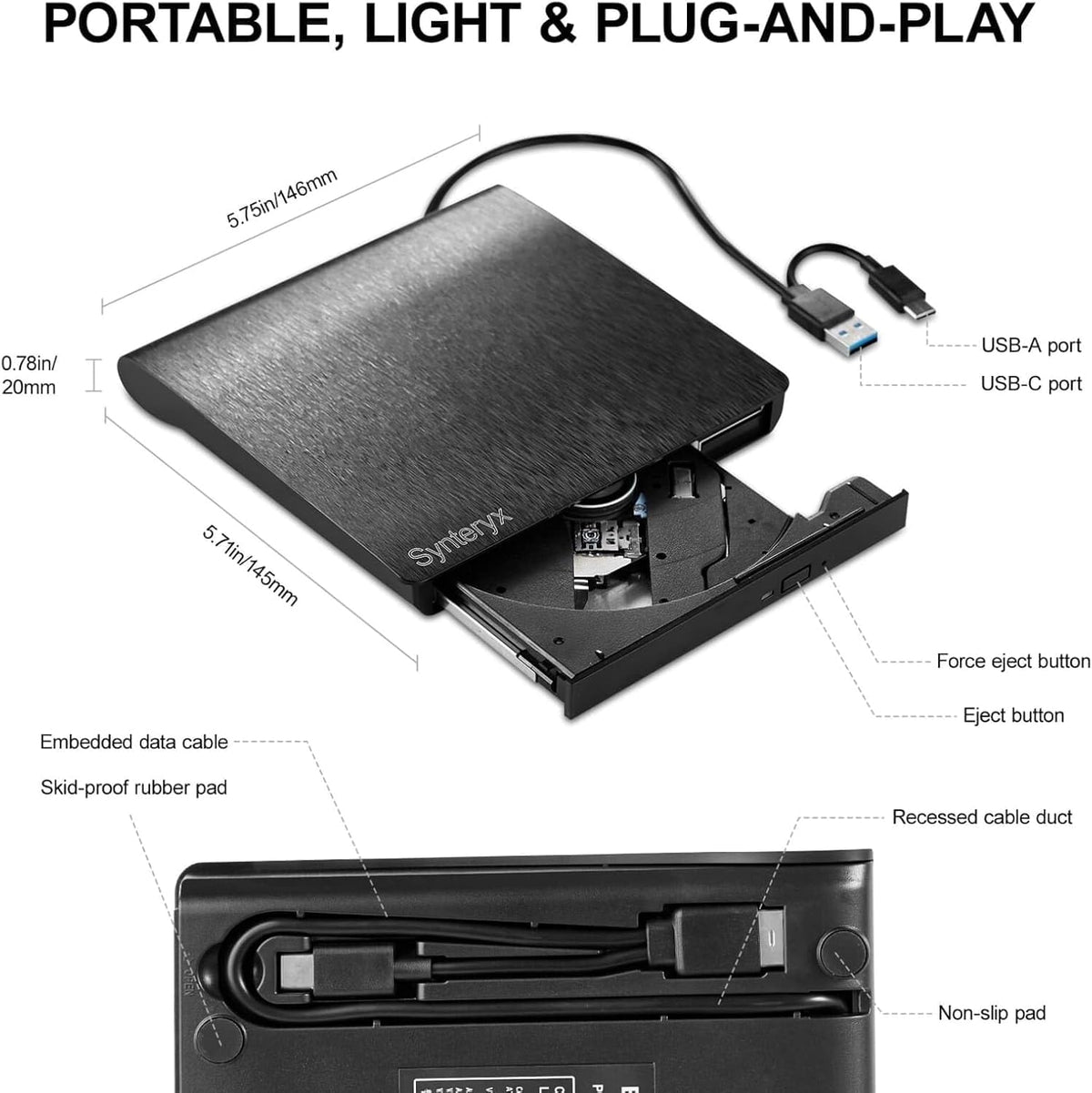 External 4k blu ray Drive,USB CD/DVD Drive for Laptops, DVD Burner
