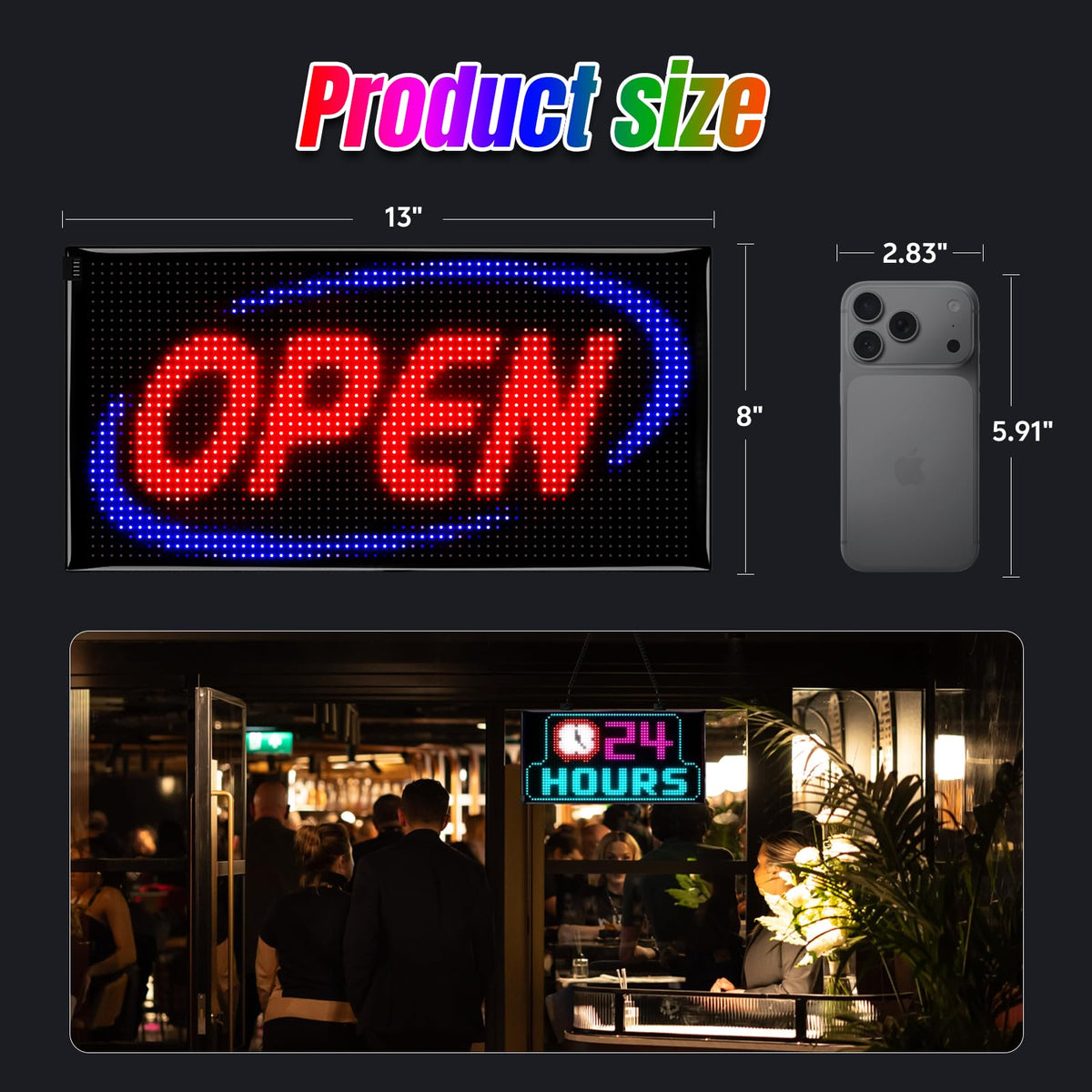 LED signs for business,APP control DIY text,LED window ads display screen