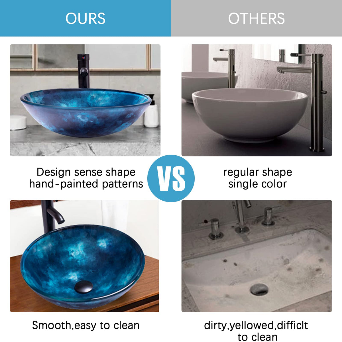 Design Vessel Sink Concrete Bathroom Sink above Counter Small Vessel Sink Bathroom Sink Bowl Countertop Modern Sinks with Faucet and Drain Combo 15.7" Round Gray