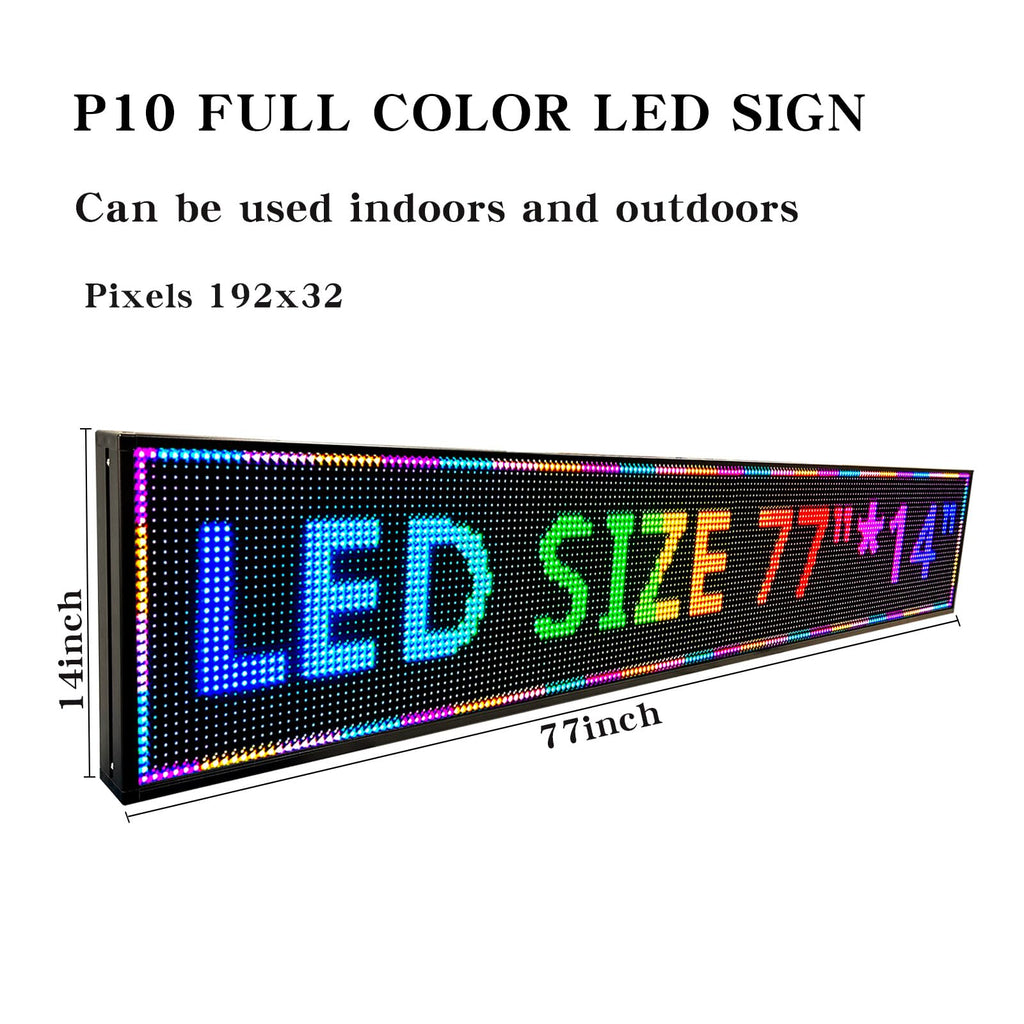 Programmable LED Sign Outdoor Full Color â 39"x8" Scrolling Message Board, Custom Digital Advertising Display, WiFi Control, High Brightness Neon Business Sign for Store, Bar, Restaurant