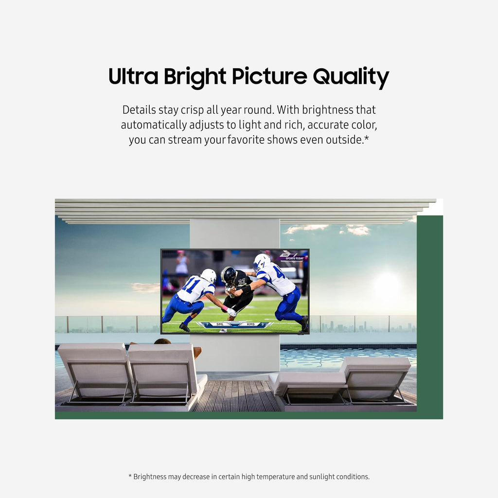 SAMSUNG 75-Inch Class QLED 4K The Terrace Full Sun Outdoor, Direct Full Array 16x, Weather Resistant, Wide Viewing Angle, Anti-Glare Smart TV w/ Alexa Built-In (QN75LST9TAFXZA, Latest Model)