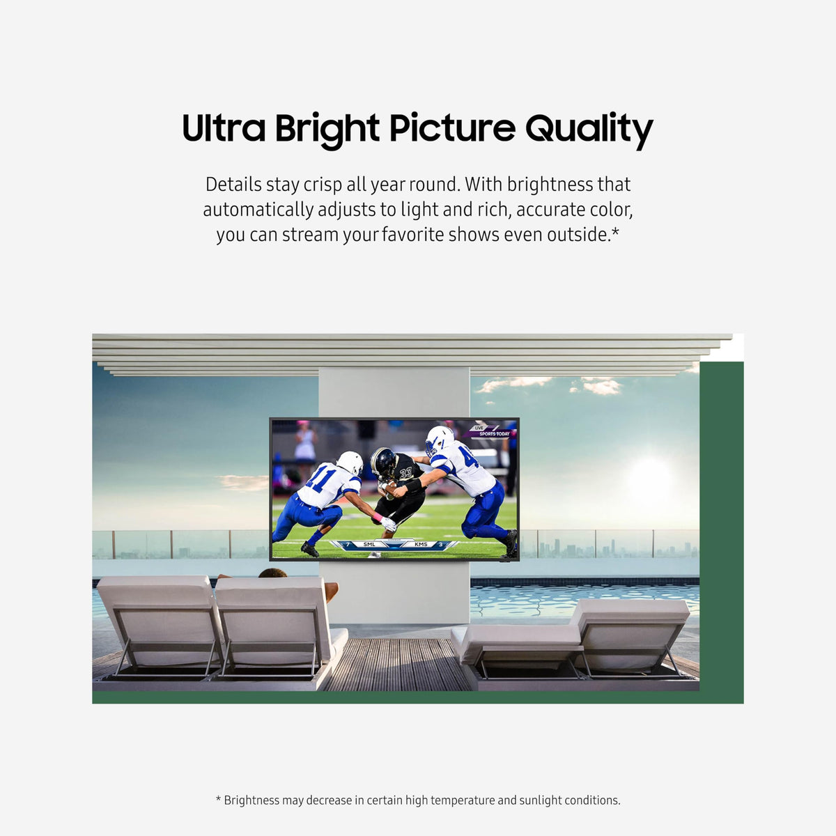 SAMSUNG 75-Inch Class QLED 4K The Terrace Full Sun Outdoor, Direct Full Array 16x, Weather Resistant, Wide Viewing Angle, Anti-Glare Smart TV w/ Alexa Built-In (QN75LST9TAFXZA, Latest Model)