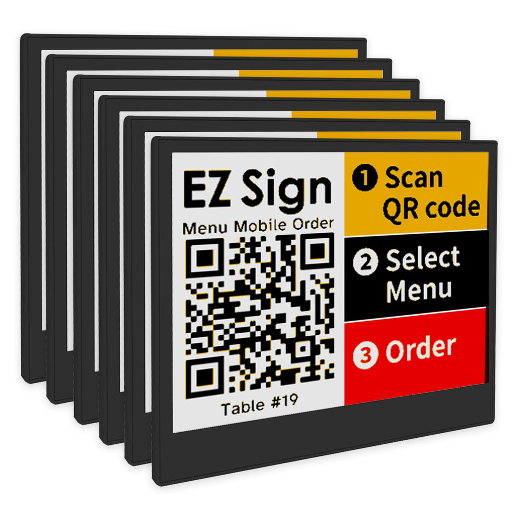 [Santek] EZ Sign NFC E-Paper Display â No Battery, Ultra-Thin 0.13â, Rewritable 4-Color Digital Display, App-Controlled (iOS/Android/PC), IP65 (Silver, 2.9" 6pcs, No Stand and Clip Included)