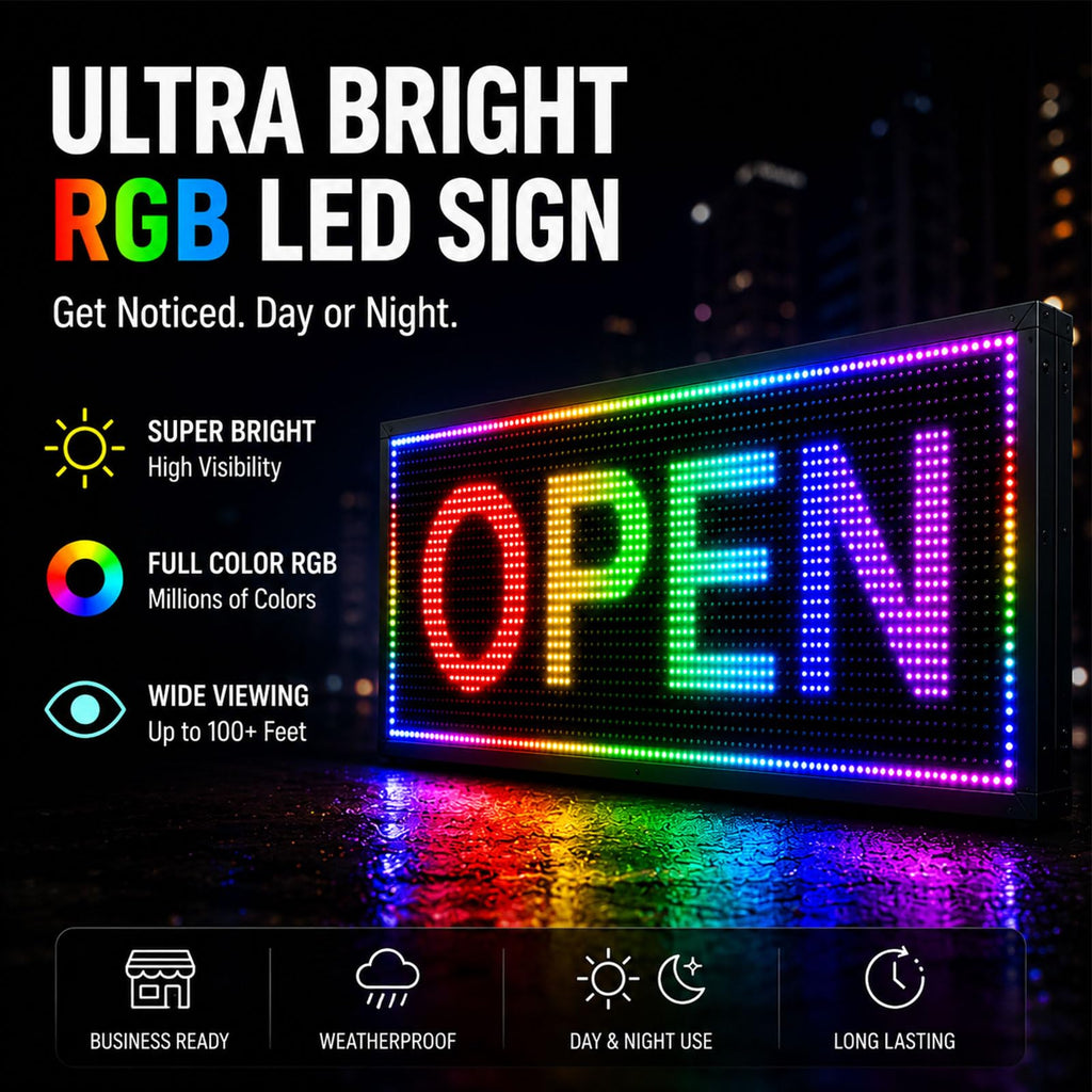 P3 Outdoor Programmable LED Sign, Full Color Digital Display for Business