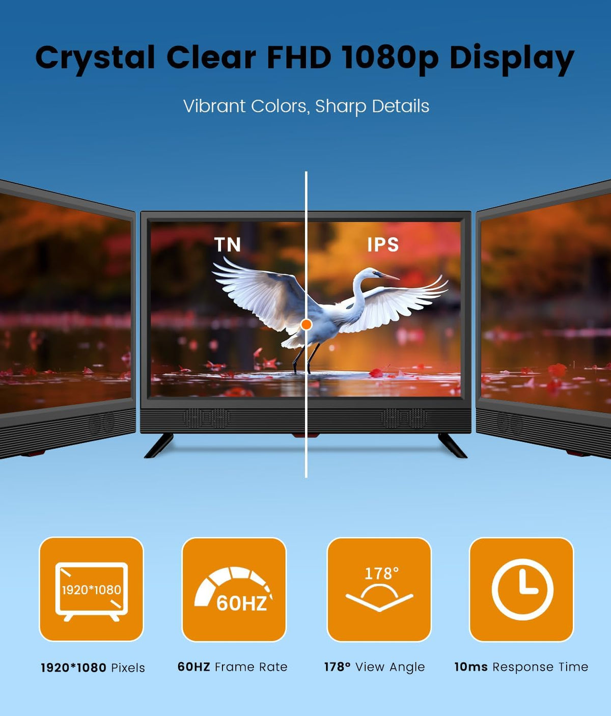 Feihe 22-inch Small Smart TV Full HD 1080p | Kitchen Smart TV, Flat Screen Television with Loud Dual Stereo Speakers, 178Â° Viewing & Wi/Fi (22, Inches)