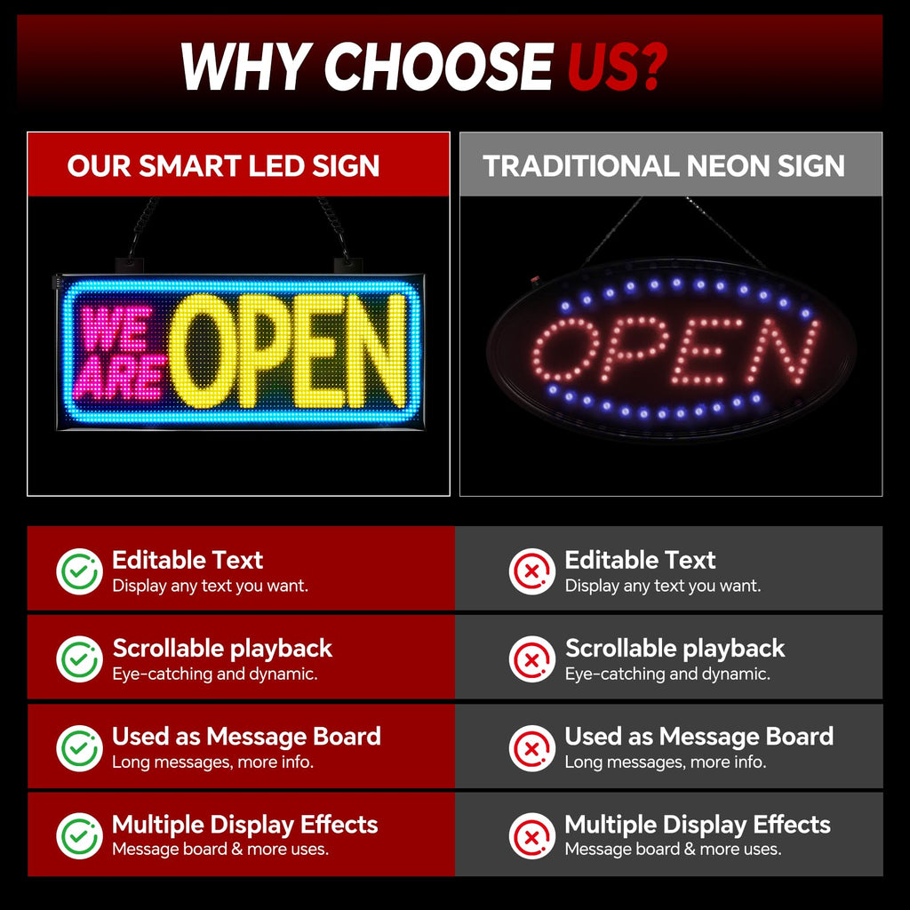 Rayhome 58''x8'' Large Multiple Programmable LED Sign, Full Color Bright Scrolling LED Signs, Bluetooth APP Control Custom Text Pattern Animation digital Display for Store Hotel Bar