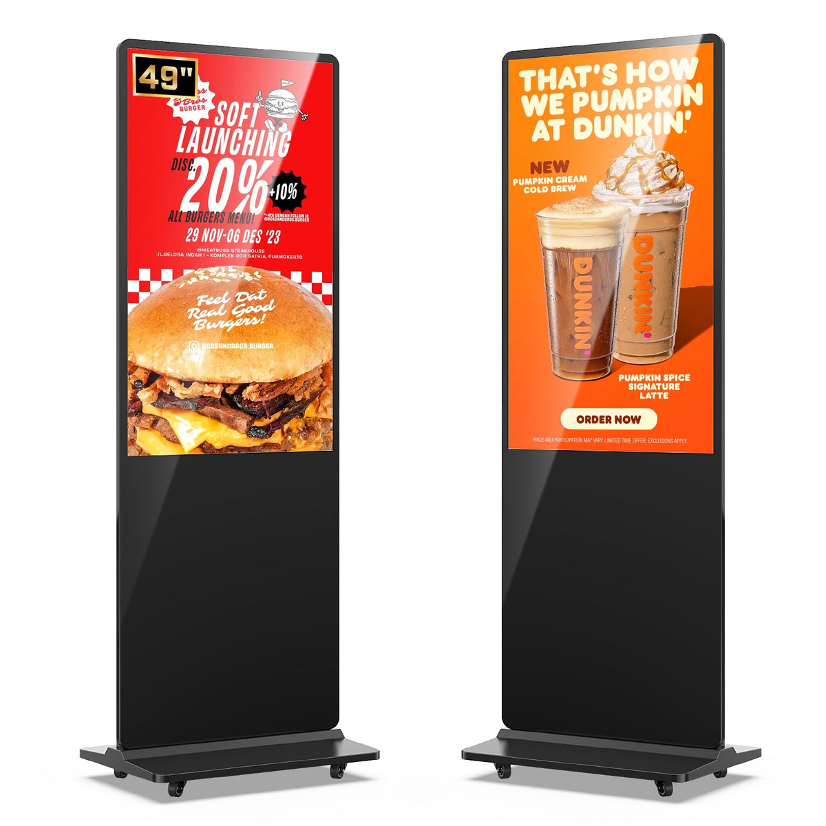 MWE 43 Inch Indoor Floor Standing Digital Signage Advertising Display Kiosk LCD Screen Commercial Totem Android System Vertical Poster with Auto Media Player