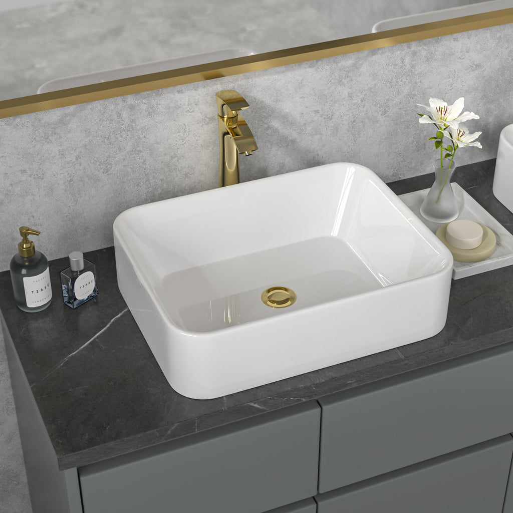 Sarlai Black Vessel Sink Rectangular - 24"x14" Modern Bathroom Vessel Sink Rectangle Above Counter Black Ceramic Porcelain Lavatory Vanity Sink Art Basin