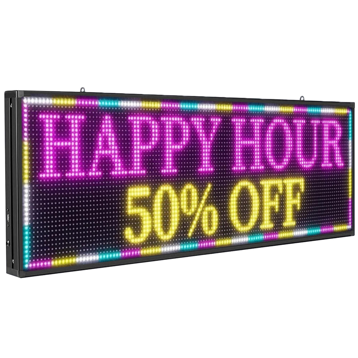 P5 Outdoor LED Sign 65"x34" Full Color Programmable Digital Display, 5000 Nits High Brightness IP65 Waterproof WiFi & USB Control, Scrolling Message Board for Business Advertising - Text/Image/Video