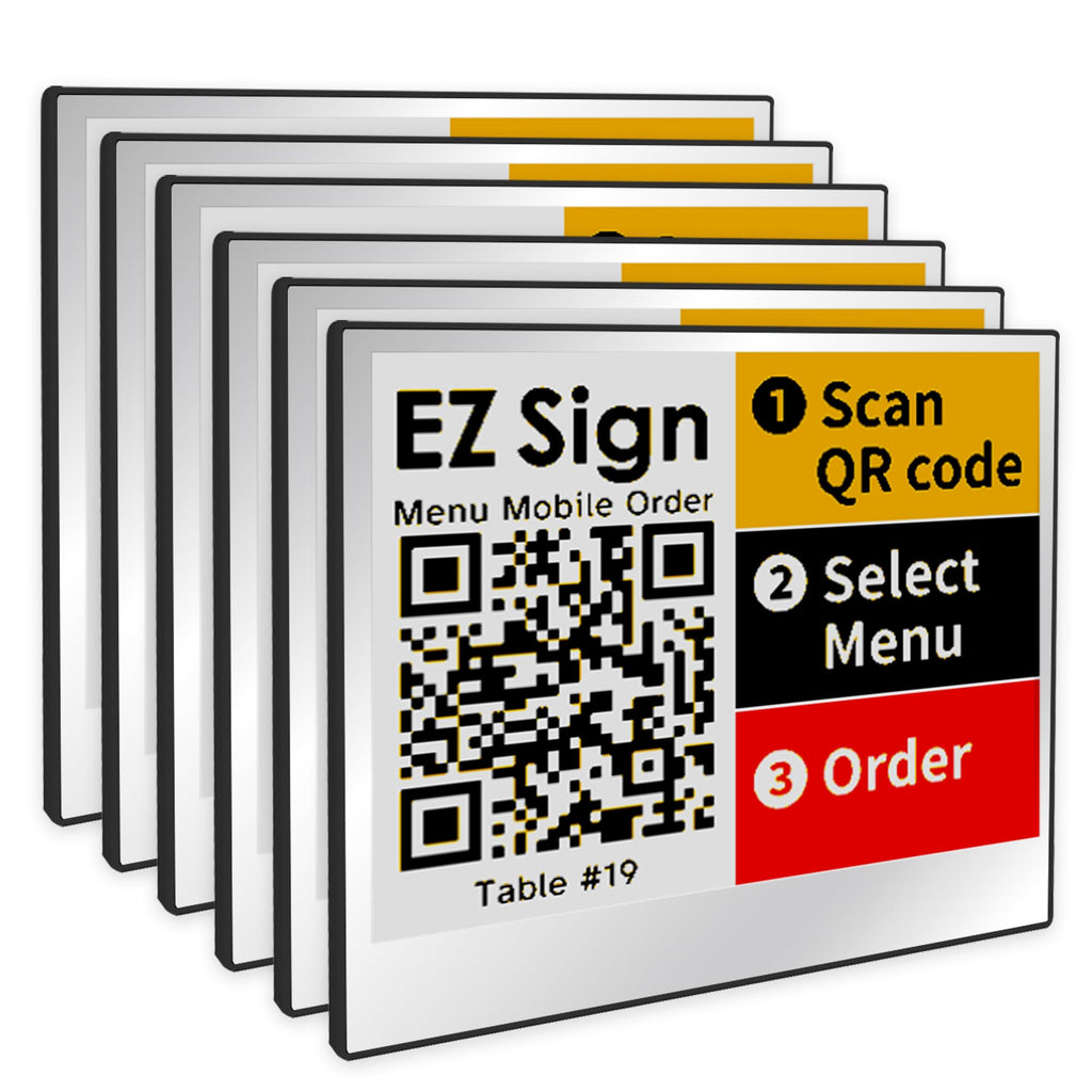 [Santek] EZ Sign NFC E-Paper Display â No Battery, Ultra-Thin 0.13â, Rewritable 4-Color Digital Display, App-Controlled (iOS/Android/PC), IP65 (Silver, 2.9" 6pcs, No Stand and Clip Included)