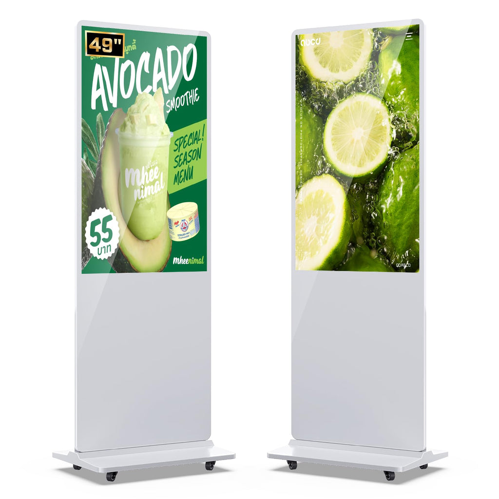 MWE 43 Inch Indoor Floor Standing Digital Signage Advertising Display Kiosk LCD Screen Commercial Totem Android System Vertical Poster with Auto Media Player