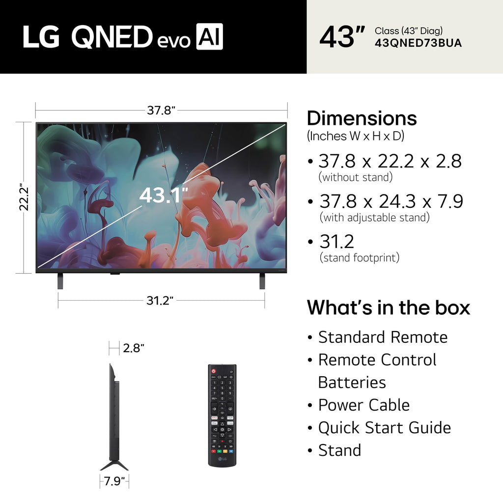 LG Amazon Exclusive 55-Inch Class QNED AI 4K QNED73B Series Mini LED Smart TV w/Sound Pro, HDR10, Super Upscaling, Filmmaker Mode, Wow Orchestra, Compatible with Alexa, 55QNED73BUA, 2026