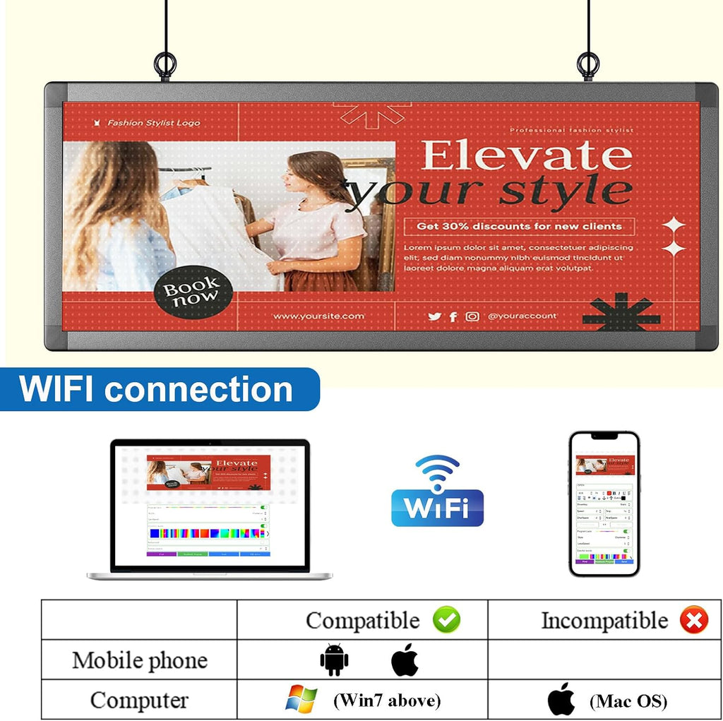 P10 Outdoor Full Color Programmable Double Sides LED Signs 39"x 14" with WIFI,Programmable Scrolling LED Display,Texts and Image Display for led Advertising Sign Board (Double sides)