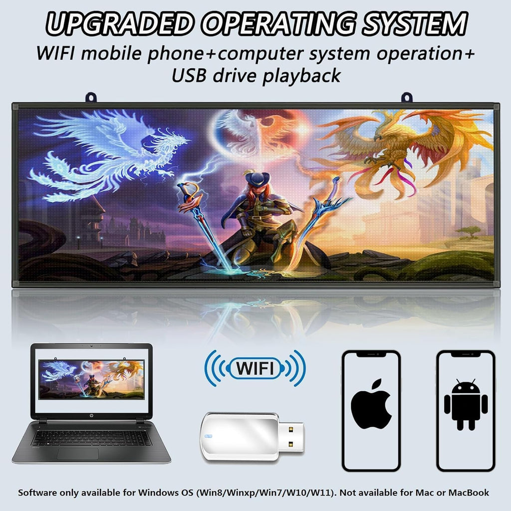 P5 Images Video Led Signs LED Display,IP65 Waterproof Outdoor Programmable Scrolling LED Sign, WIFI & USB Control, Adjustable Brightness & High Resolution, Digital Display Board Electronic Store Signs for Business Adversting