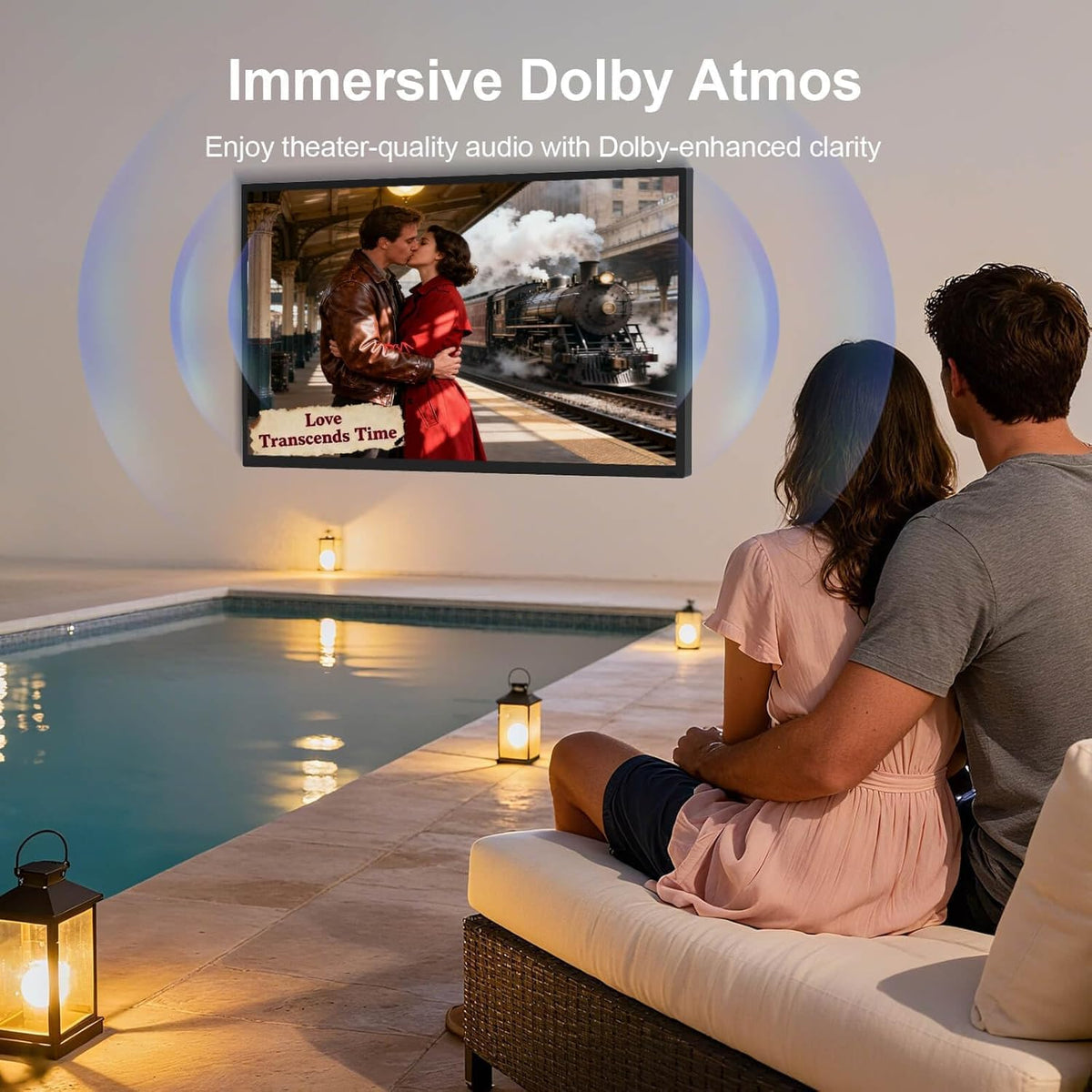360SPB 55" Outdoor TV, 4K Ultra HD Google TV, 1000nits Sunlight Outdoor TVs, IP65 Weatherproof TV, Voice Control, Screen Mirroring, Compatible with Dolby, Family Patios & Terraces, Local News, Sports