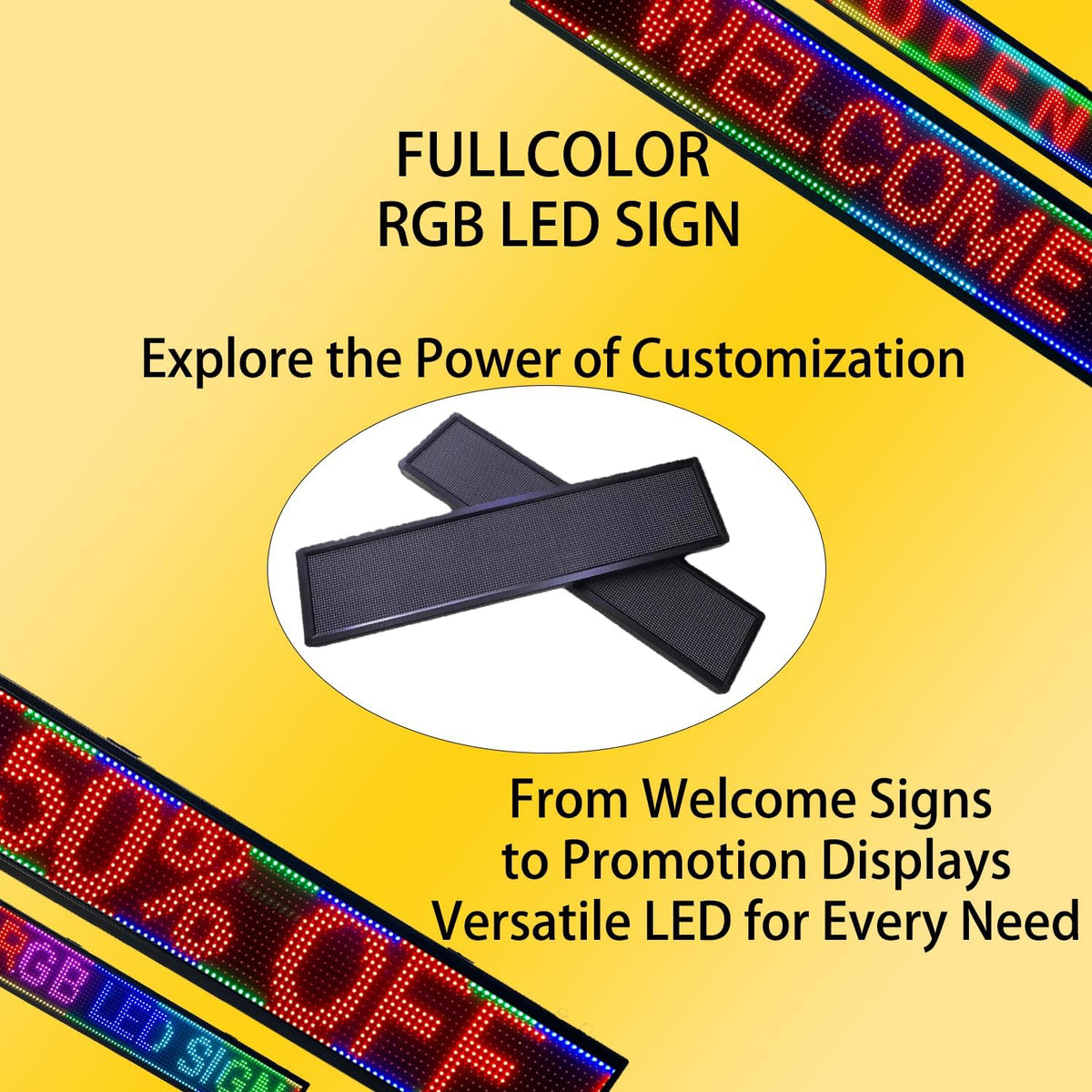 P10 Programmable LED SIGN 40"Ã8" Scrolling LED Display, High Brightness & IP65 Waterproof Indoor Outdoor Digital Signage led screen, Open Signs Welcome Sign for Store Business Advertising