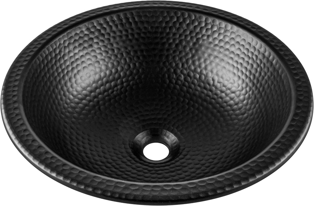 Monarch Abode Bathroom Sink â 16-Inch Rotunda Dual Mount Undermount or Drop In Bathroom Sinks, Bathrooms Hand Hammered Matte Black Aluminum Vanity Sink for Countertop, Powder Room, Bath, or Restroom