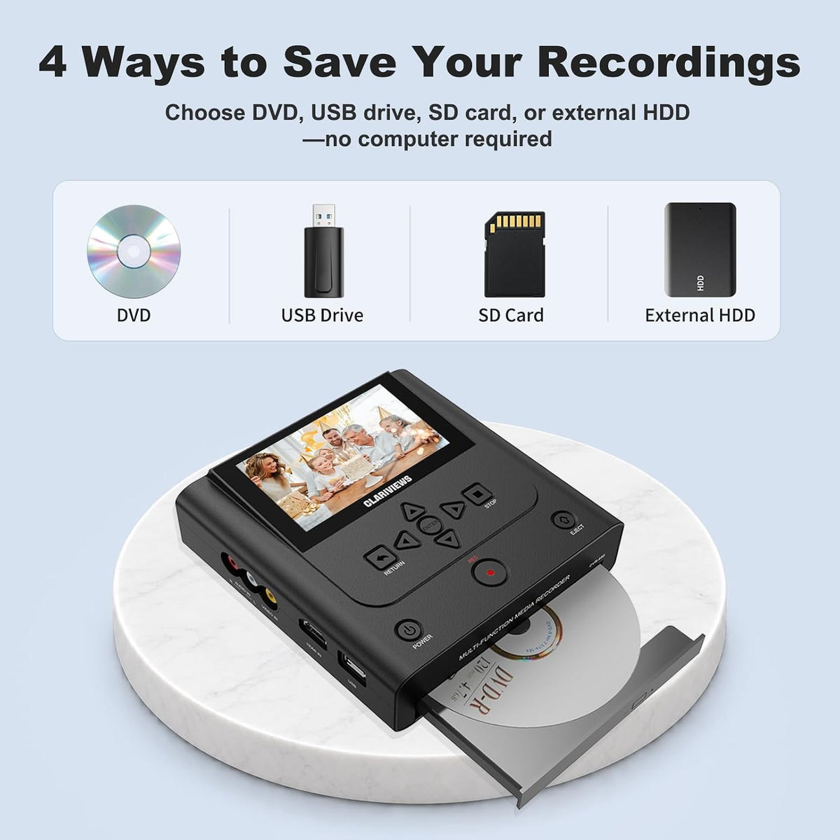 VHS to DVD Recorder & Digital Converter, AV & HDMI Inputs, No PC Needed