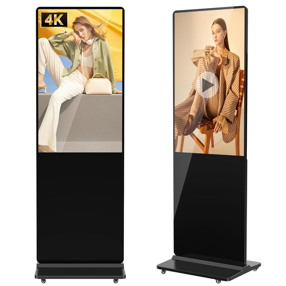 JIYANG 49 Inch Touchscreen Digital Signage Display Kiosk, Indoor Floor Standing LCD Advertising Display with Android Media Player, HDMI/USB/WiFi Input Auto Split Screenï¼Blackï¼