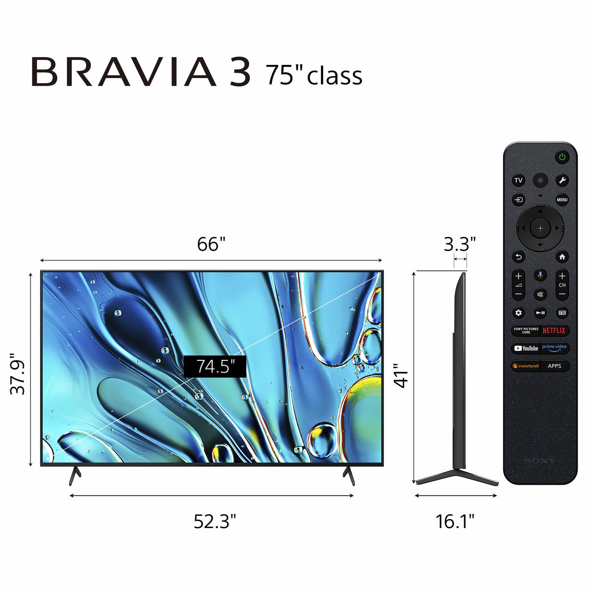 Sony 65 Inch BRAVIA 3 LED 4K HDR Smart Google TV (K-65S30)