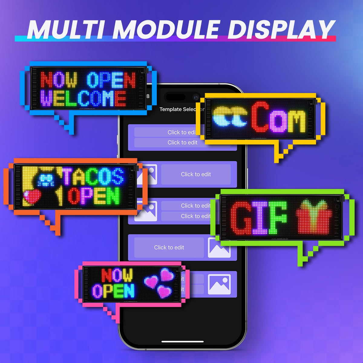 Rayhome Full Color Dual Row Programmable LED Sign, 43''x6.3'' Flexible P5 USB Bluetooth APP Control LED Signs Custom Text Message Pattern Scrolling LED Display for Store Bar Hotel School.