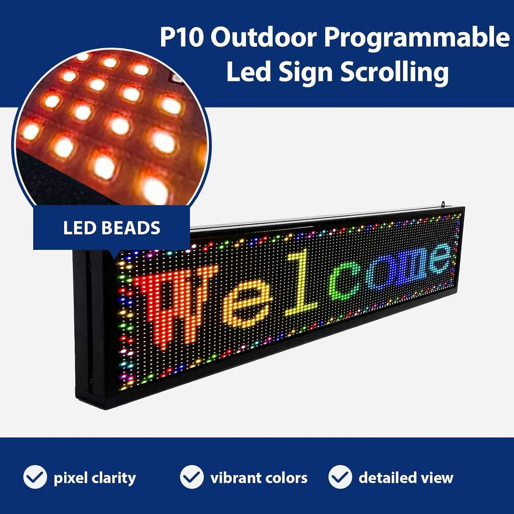 Programmable LED Sign Outdoor Full Color â 39"x8" Scrolling Message Board, Custom Digital Advertising Display, WiFi Control, High Brightness Neon Business Sign for Store, Bar, Restaurant