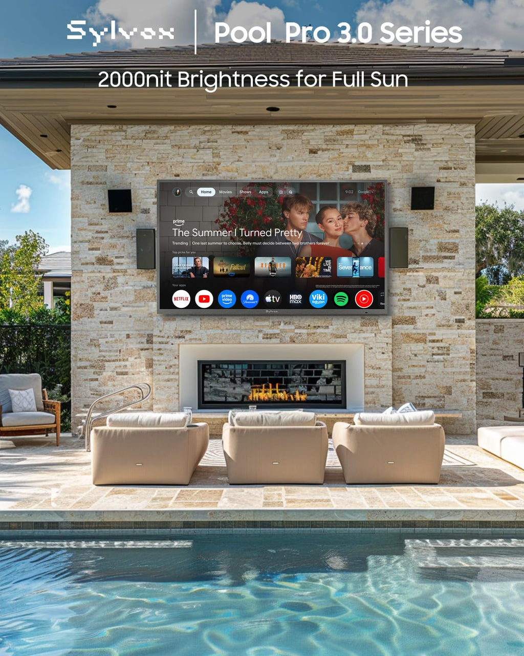 SYLVOX Outdoor TV, 85'' Mini LED QLED, 3500 Nits Extreme Brightness, 120Hz