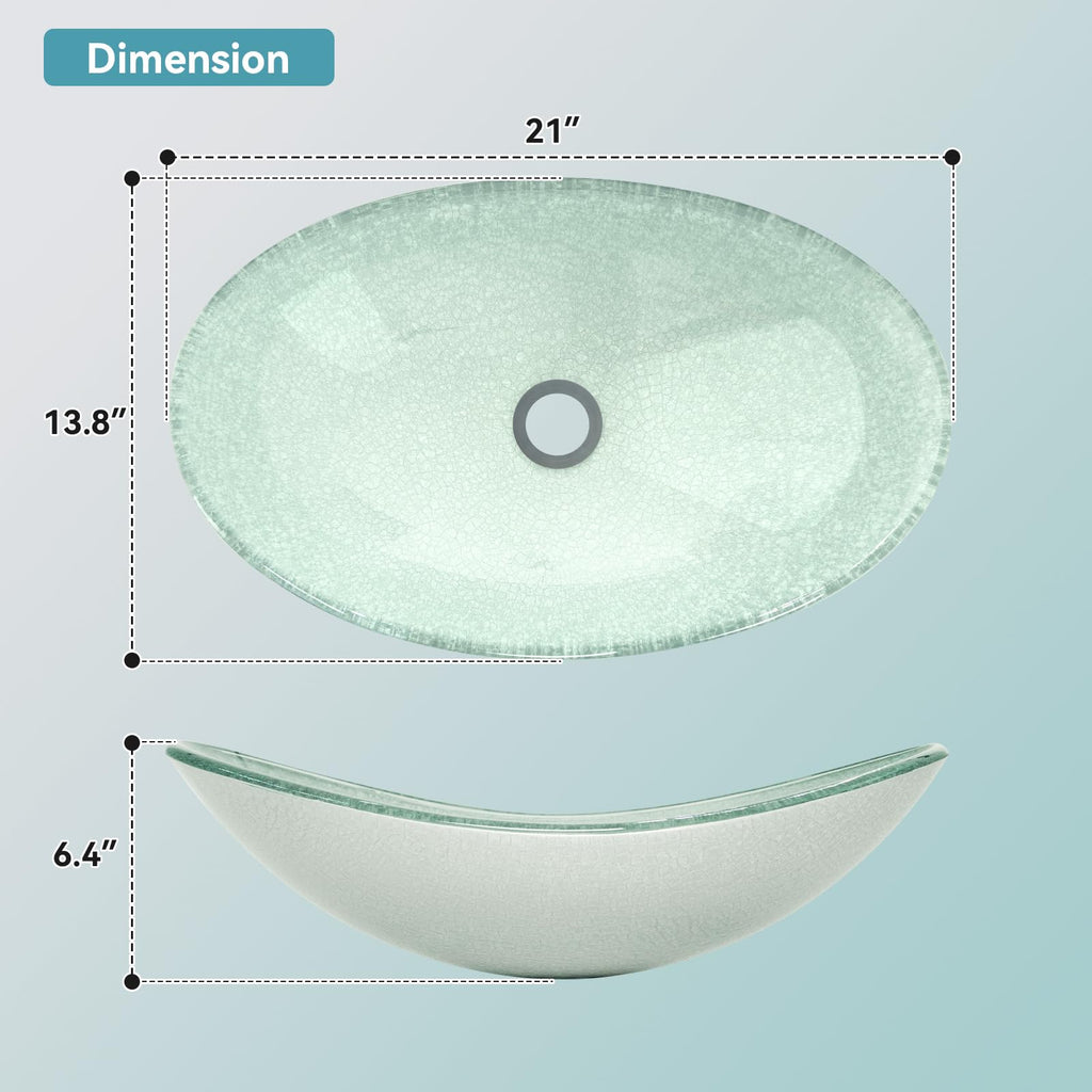 YOURLITE Bathroom Artistic Vessel Sink, Tempered Glass Countertop Bowl Sink