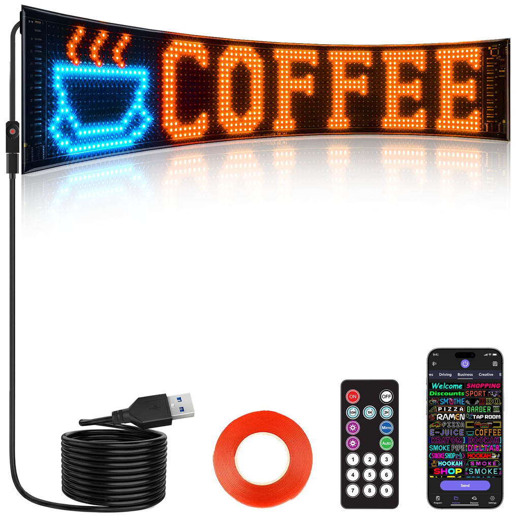 Rayhome 58''x8'' Large Multiple Programmable LED Sign, Full Color Bright Scrolling LED Signs, Bluetooth APP Control Custom Text Pattern Animation digital Display for Store Hotel Bar