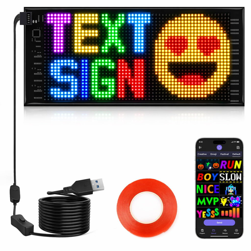 KJOY Bright Large Programmable LED Sign, 77''x8'' Flexible Scrolling LED Sign, Bluetooth App Control Custom Text Digital LED Display for Store, Schools, coffee, shop, Hotel