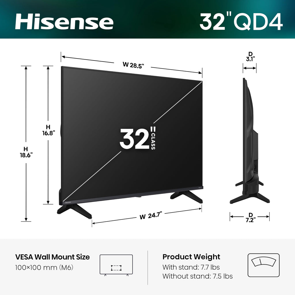 Hisense 40-Inch Class QD4SR Series Hi-QLED FHD Smart Roku TV (40QD4SR, 2026 Model) â Hi-QLED Color, Dolby Audio, Compatible with Alexa, Full Array LED, Slim Bezel Design