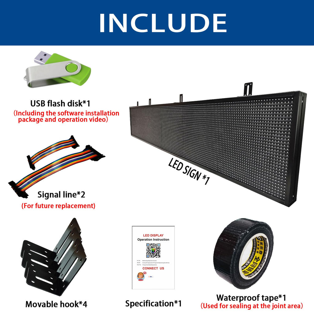 HS Programmable Scrolling Led sign Outdoor Digital Open Neon P10 39''x14''
