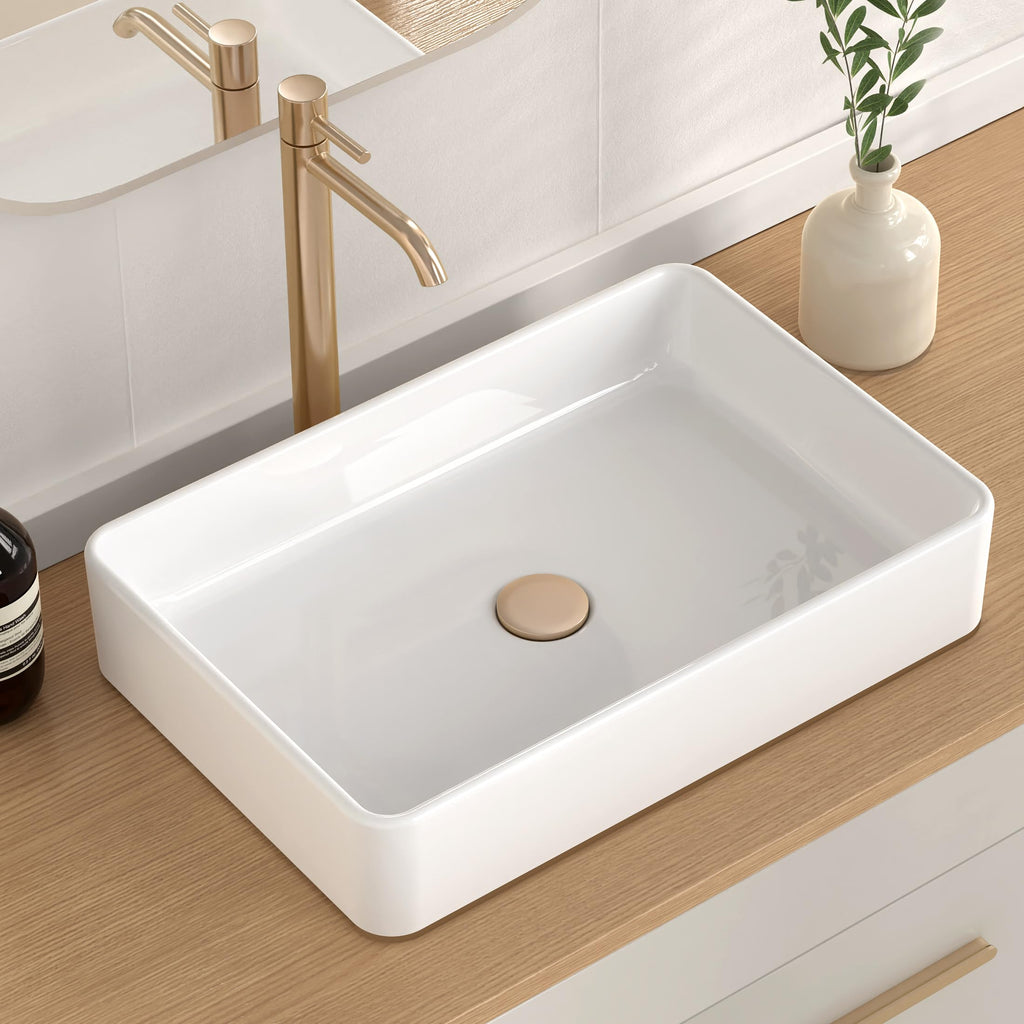KES Matte Black 20 Inch Bathroom Vessel Sink Above Counter Rectangular Countertop Sink for Cabinet Lavatory Vanity, Ceramic, BVS123S50-BK