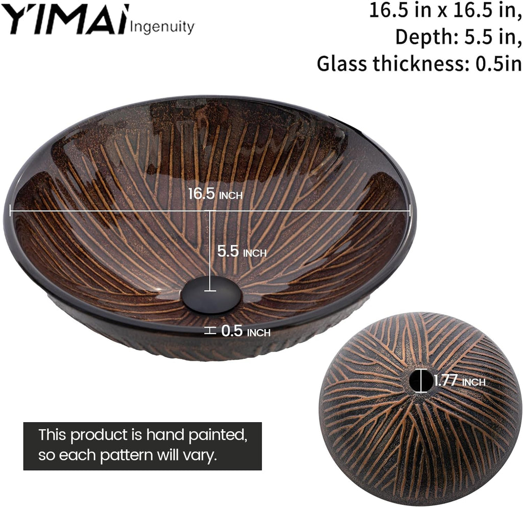 Design Vessel Sink Concrete Bathroom Sink above Counter Small Vessel Sink Bathroom Sink Bowl Countertop Modern Sinks with Faucet and Drain Combo 15.7" Round Gray