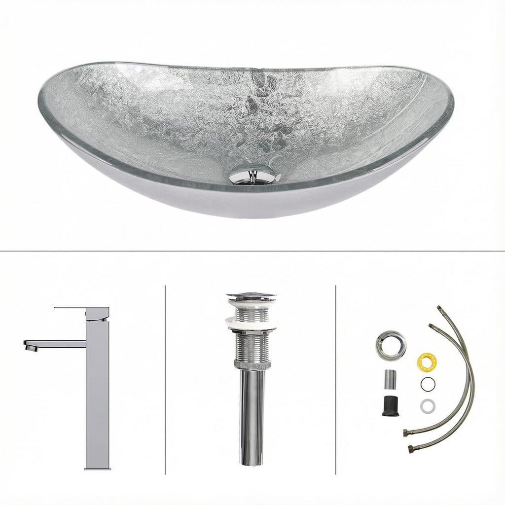 Bathroom Leaf Shape Artistic Glass Vessel Sink, Brown