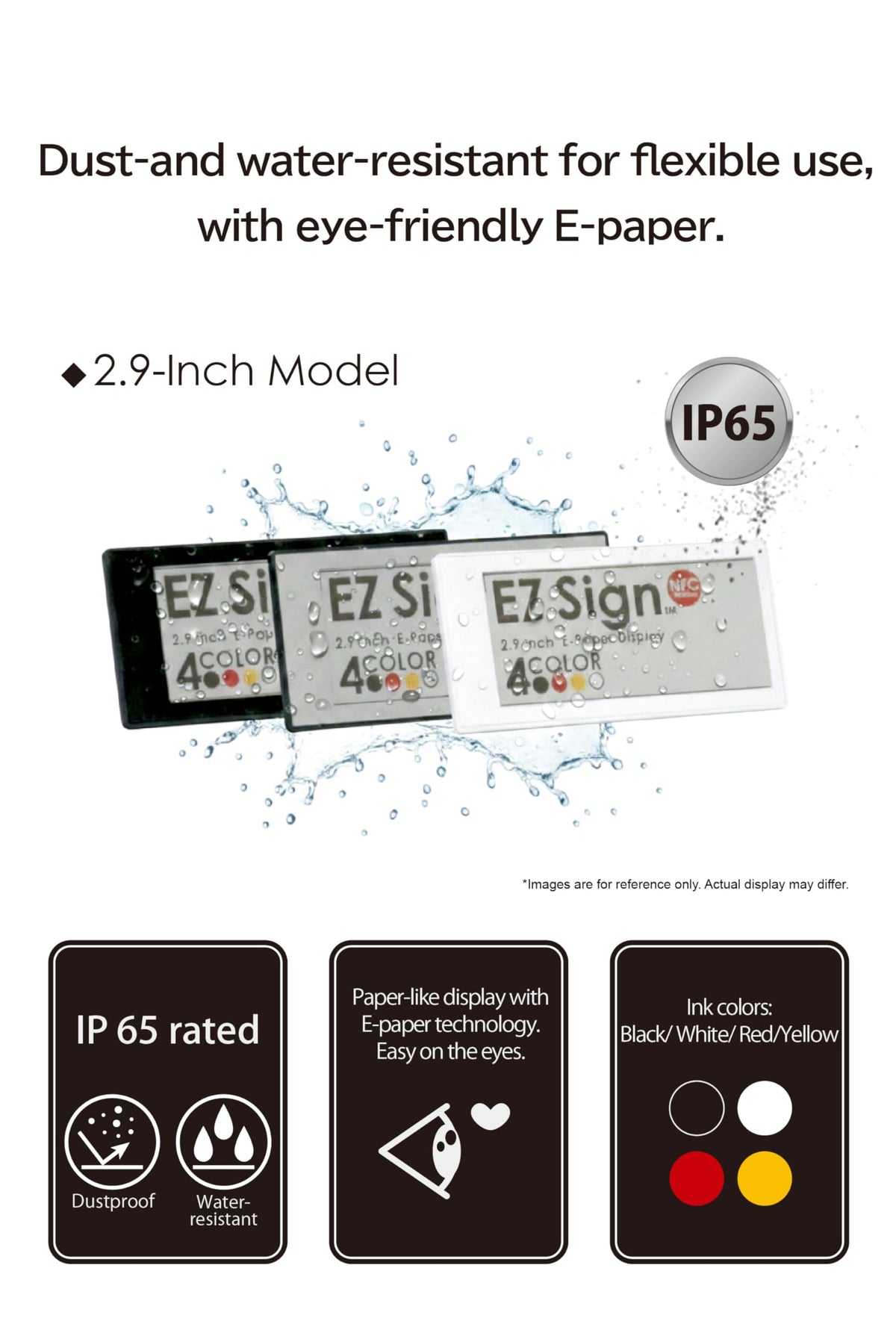 [Santek] EZ Sign NFC E-Paper Display â No Battery, Ultra-Thin 0.13â, Rewritable 4-Color Digital Display, App-Controlled (iOS/Android/PC), IP65 (Silver, 2.9" 6pcs, No Stand and Clip Included)