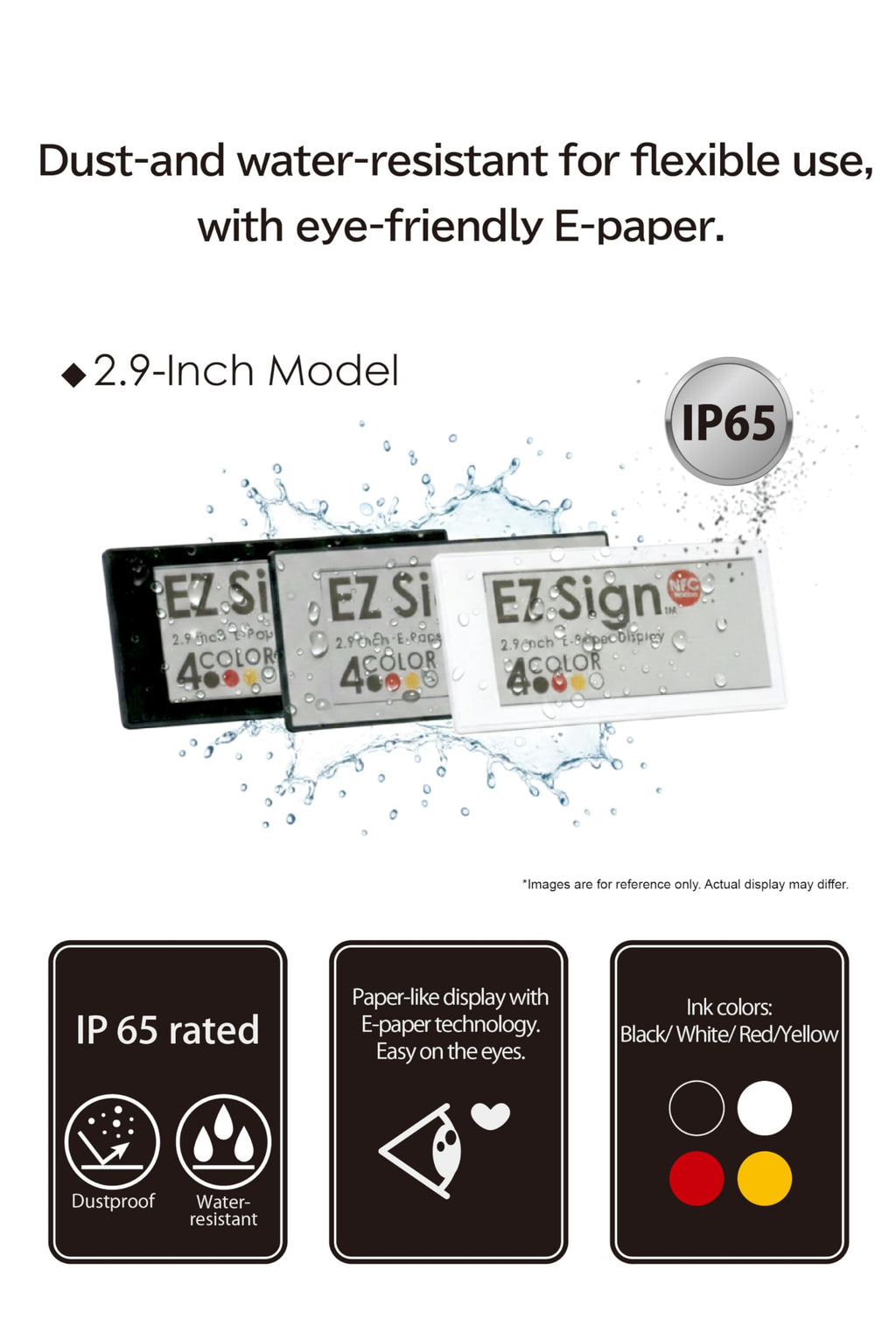 [Santek] EZ Sign NFC E-Paper Display â No Battery, Ultra-Thin 0.13â, Rewritable 4-Color Digital Display, App-Controlled (iOS/Android/PC), IP65 (Silver, 2.9" 6pcs, No Stand and Clip Included)