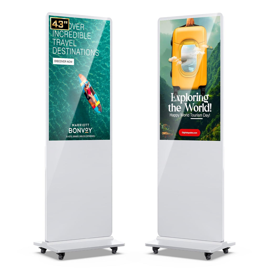 MWE 43 Inch Indoor Floor Standing Digital Signage Advertising Display Kiosk LCD Screen Commercial Totem Android System Vertical Poster with Auto Media Player