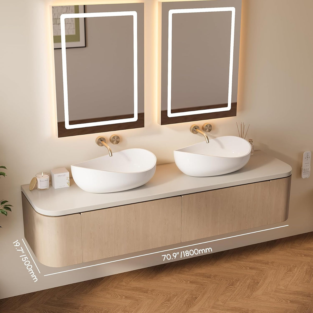 22.44'' Stone Resin Bathroom Vessel Sink, Glossy White
