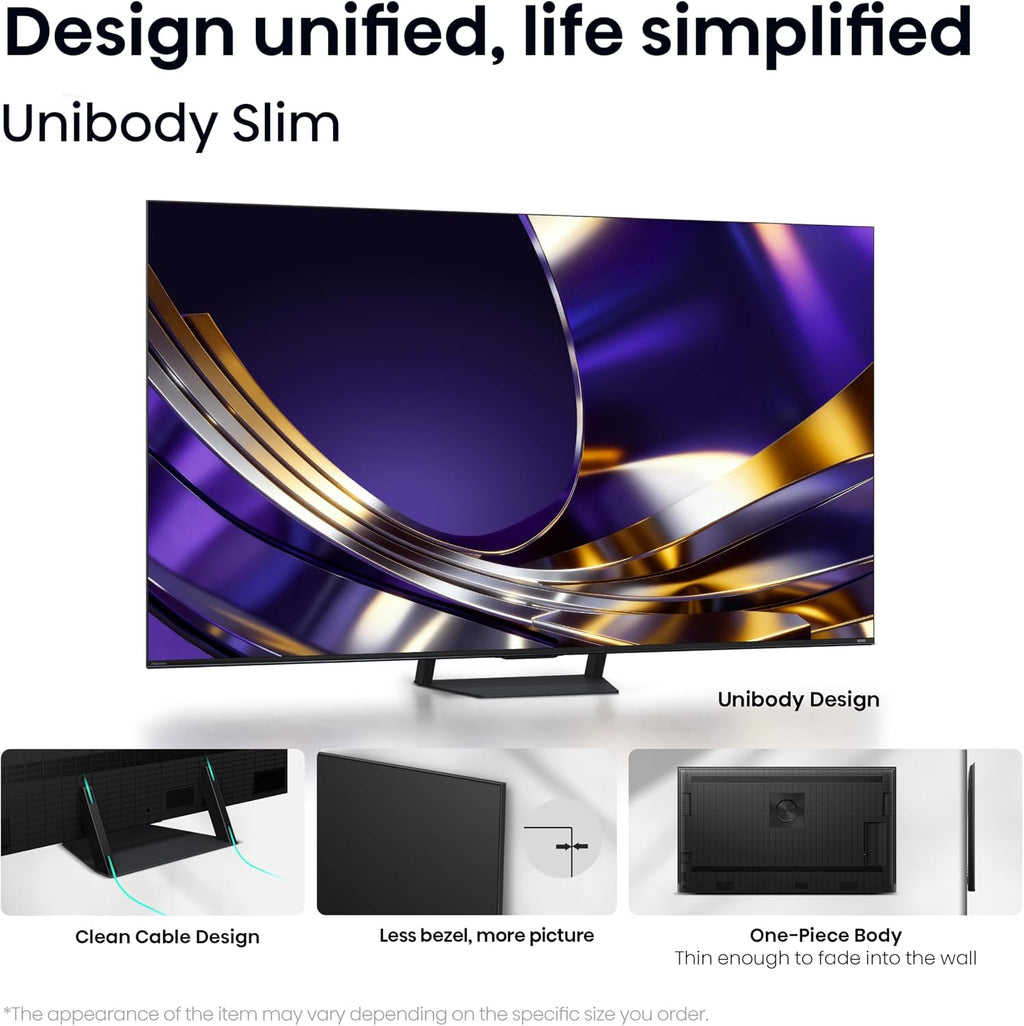 Hisense 65" U7 Mini-LED ULED 4K UHD Best Premium Gaming Smart Google TV (65U7SG, 2026 NEW) - Hi-QLED, Native 165Hz, VRR 330, HDR10+, Dolby Vision IQ Â· Atmos, IMAX Enhanced, Anti-Reflection, 2.1.2 Ch