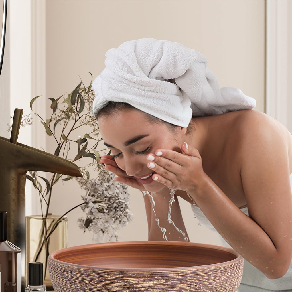 Homary Bathroom Vessel Sink, 23.23" Oval Bowl Sink Retro Ceramic Washbasin Above Counter for Bathroom,Without Pop-up Drain, Retro Brown