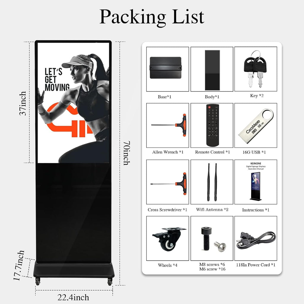 43" Touch Digital Signage Display Kiosk Floor Stand Advertising