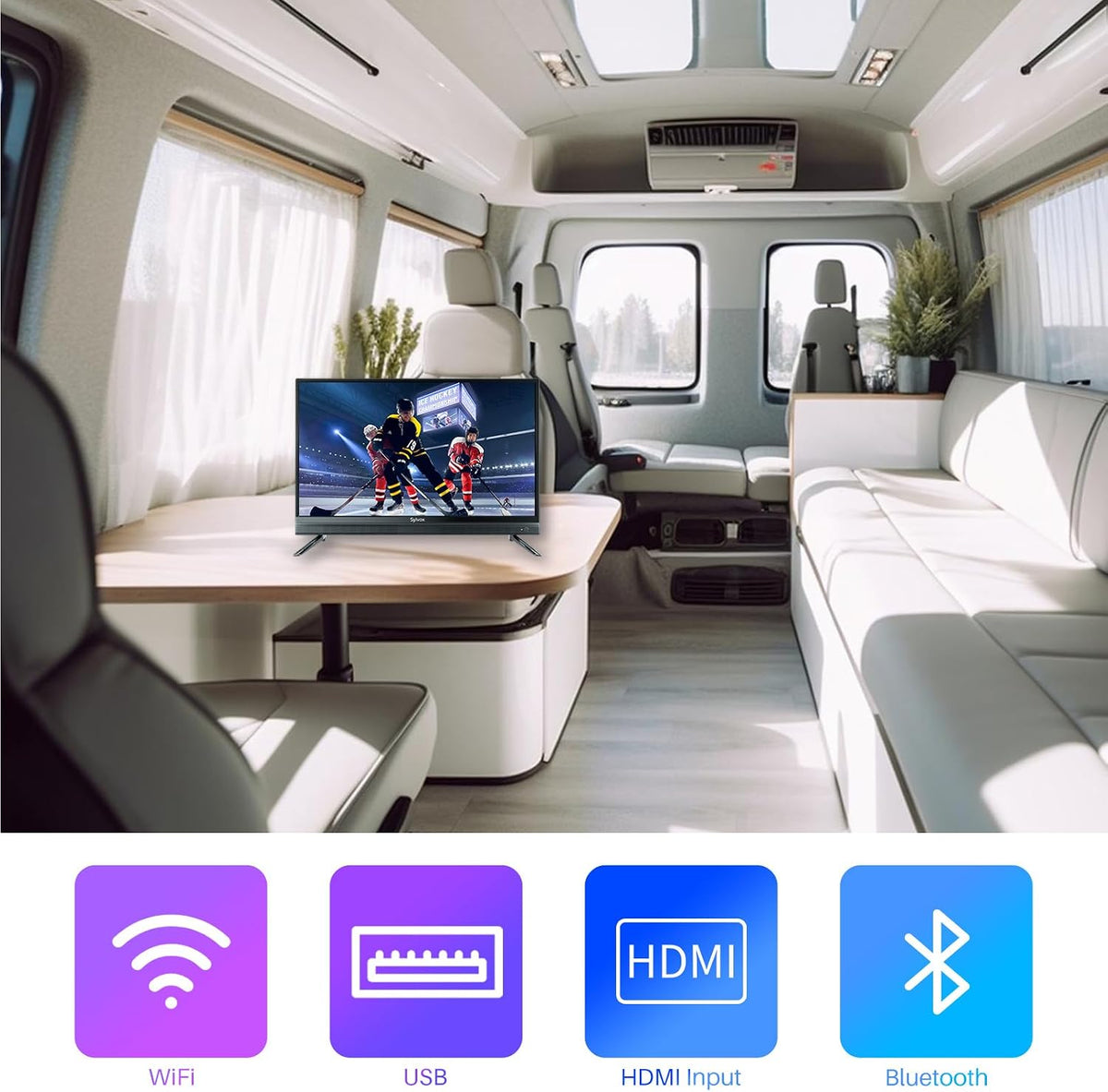 SYLVOX 32 inch RV TV, 12V TV for RV Camper, 1080P Smart TVs Flat Screen