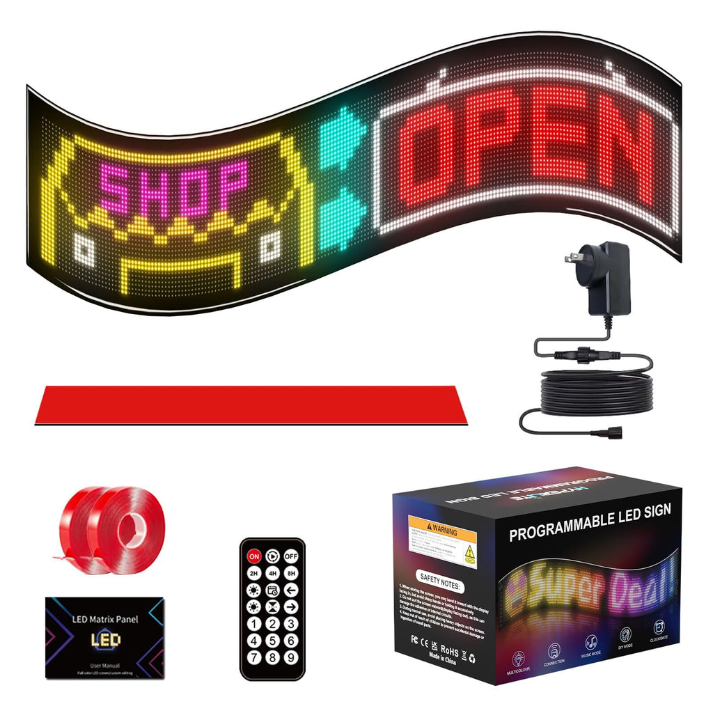 HYPERLITE Scrolling LED Sign: Custom Text LED Display 35.4" x 7.6" - USB LED Advertising Sign - Programmable LED Sign - for Business Party Birthday Decorations