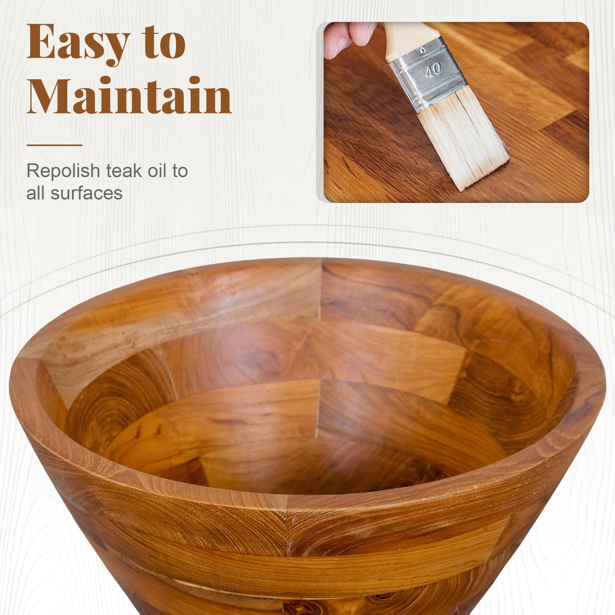 Giantex Teak Wood Vessel Sink - Bathroom Washbasin with Smooth Finish, Round Corner, 2.5â Drain Hole for 1 5/8" Drainage, Above Counter Vanity Sinks, No Assembly Art Basin (16â x 16â x 4â Bowl-shaped)