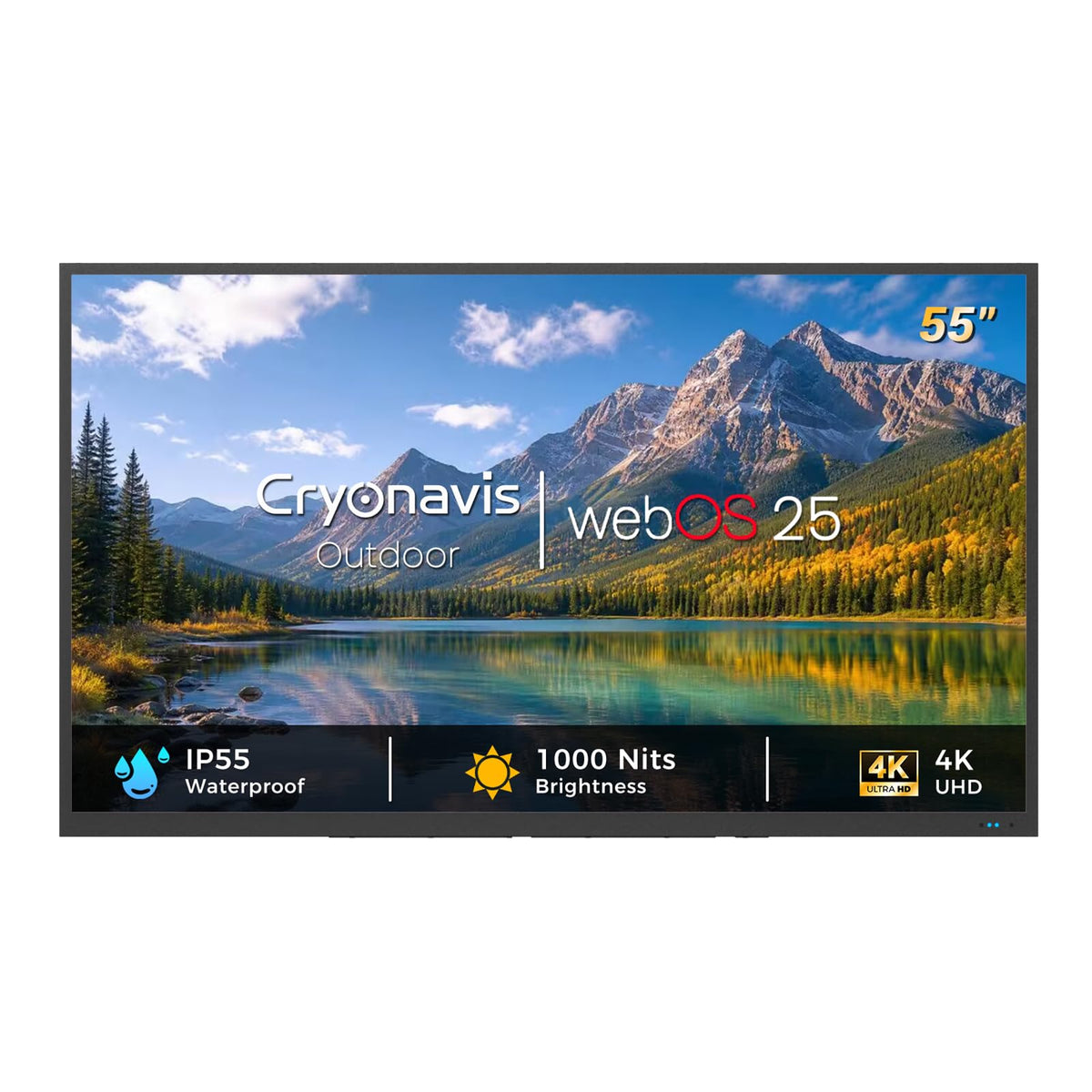 55 Inch Outdoor TV, 2000 Nits 4K UHD IP55 Weatherproof Smart Full Sun TV with webOS 25, Anti-Glare Screen, Surround Audio for Patio, Deck, Backyard and Poolside