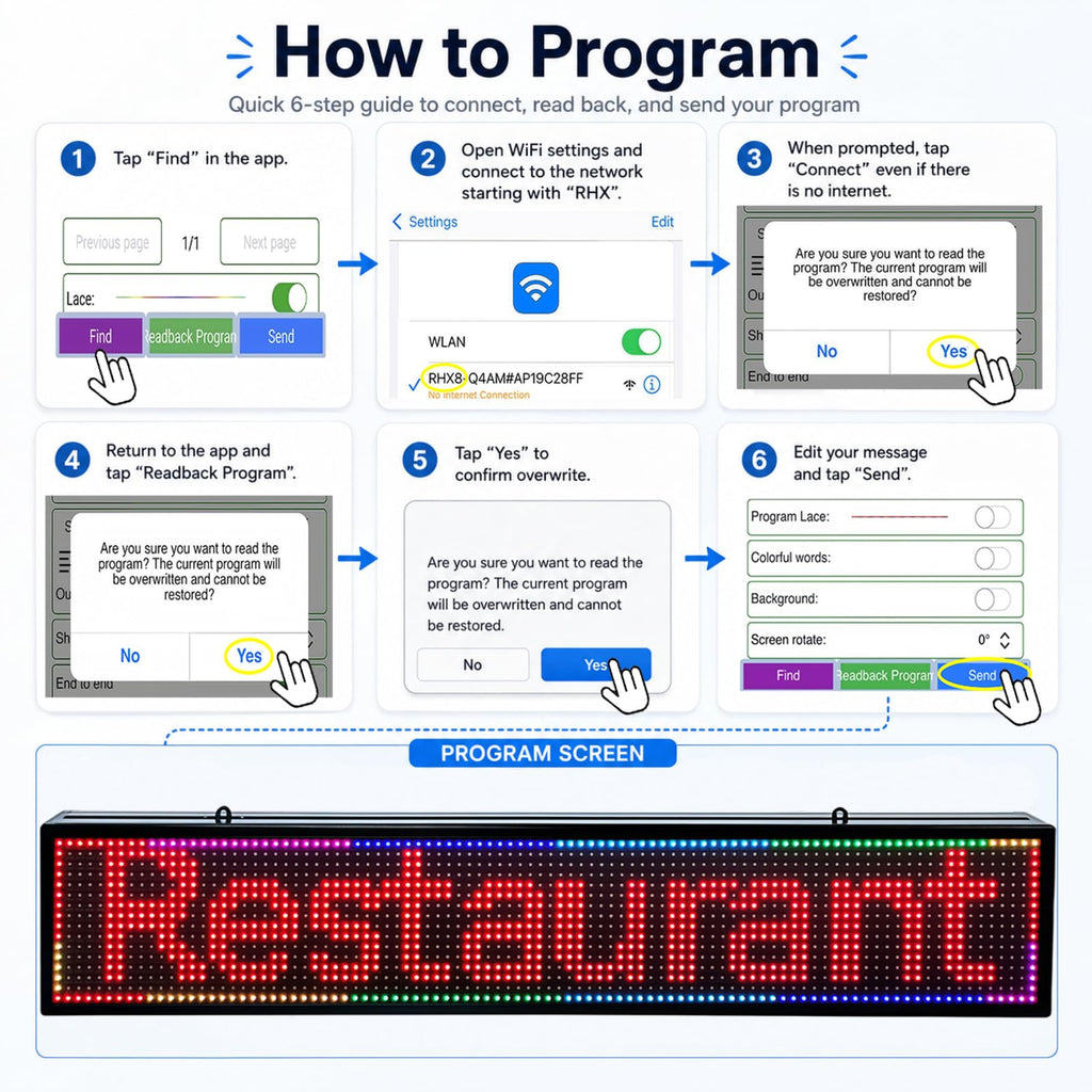 P10 LED Programmable Advertising Sign, High Brightnes Outdoor Digital Sign Waterproof, WiFi Control LED Open Signs for Business, Electronic Message Display Board 115"X14"