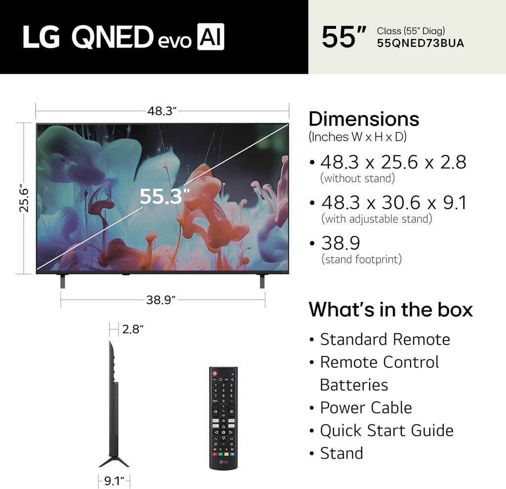 LG Amazon Exclusive 55-Inch Class QNED AI 4K QNED73B Series Mini LED Smart TV w/Sound Pro, HDR10, Super Upscaling, Filmmaker Mode, Wow Orchestra, Compatible with Alexa, 55QNED73BUA, 2026